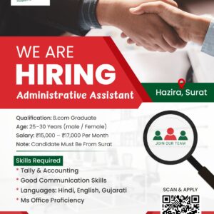 Administrative Assistant for BBS Project at Hazira Surat